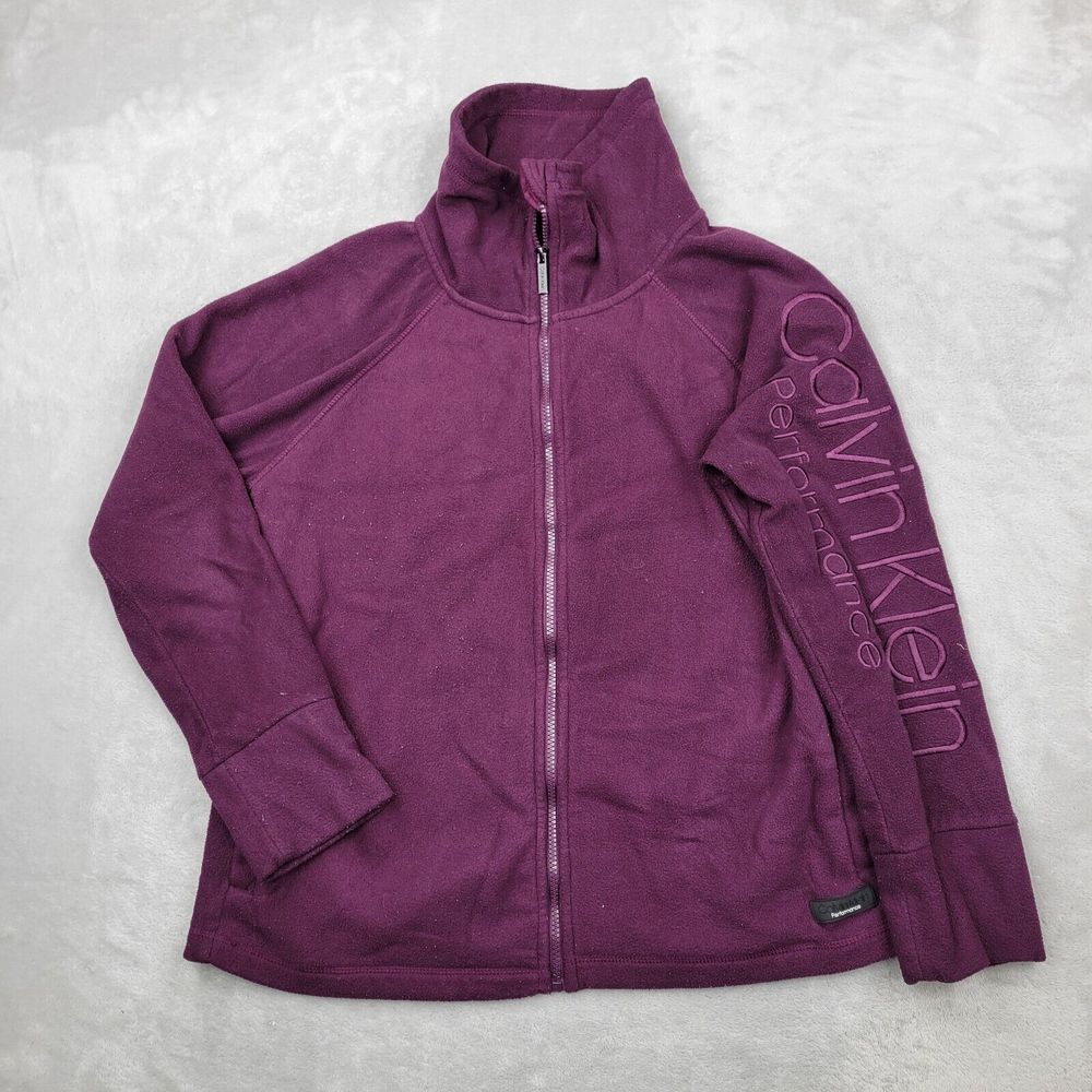 Calvin Klein Jacket Women Large Performance Coat Sweater Sweatshirt Zip Up Adult